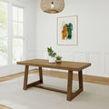 72 Inch Farmhouse Dining Table Solid Wood Rustic Kitchen Table Pecan