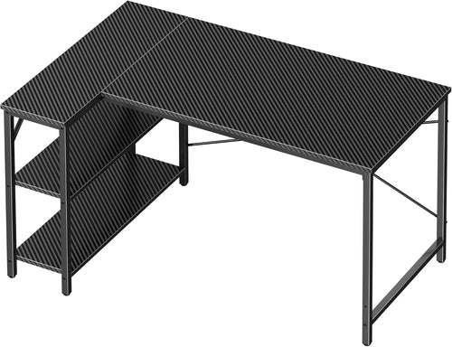 47 Inch L Shaped Desk With Reversible Shelves Carbon Fiber