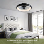 20 Inch Black Flush Mount Smart Ceiling Fan With LED Lights