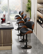 Set Of 2 Adjustable Swivel Bar Stools For Kitchen Island Black
