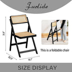 Rattan Folding Dining Chairs Set Of 2 Black Mid Century