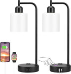 Industrial Touch Bedside Lamps 3-Way Dimmable USB-C