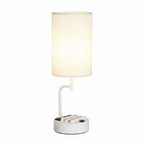 Table Lamp With 3 USB Ports White Finish For Home Office