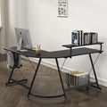 Vista L-Shaped Desk — Black With Removable Monitor Shelf