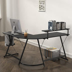 Vista L Shaped Desk With Removable Monitor Shelf In Black