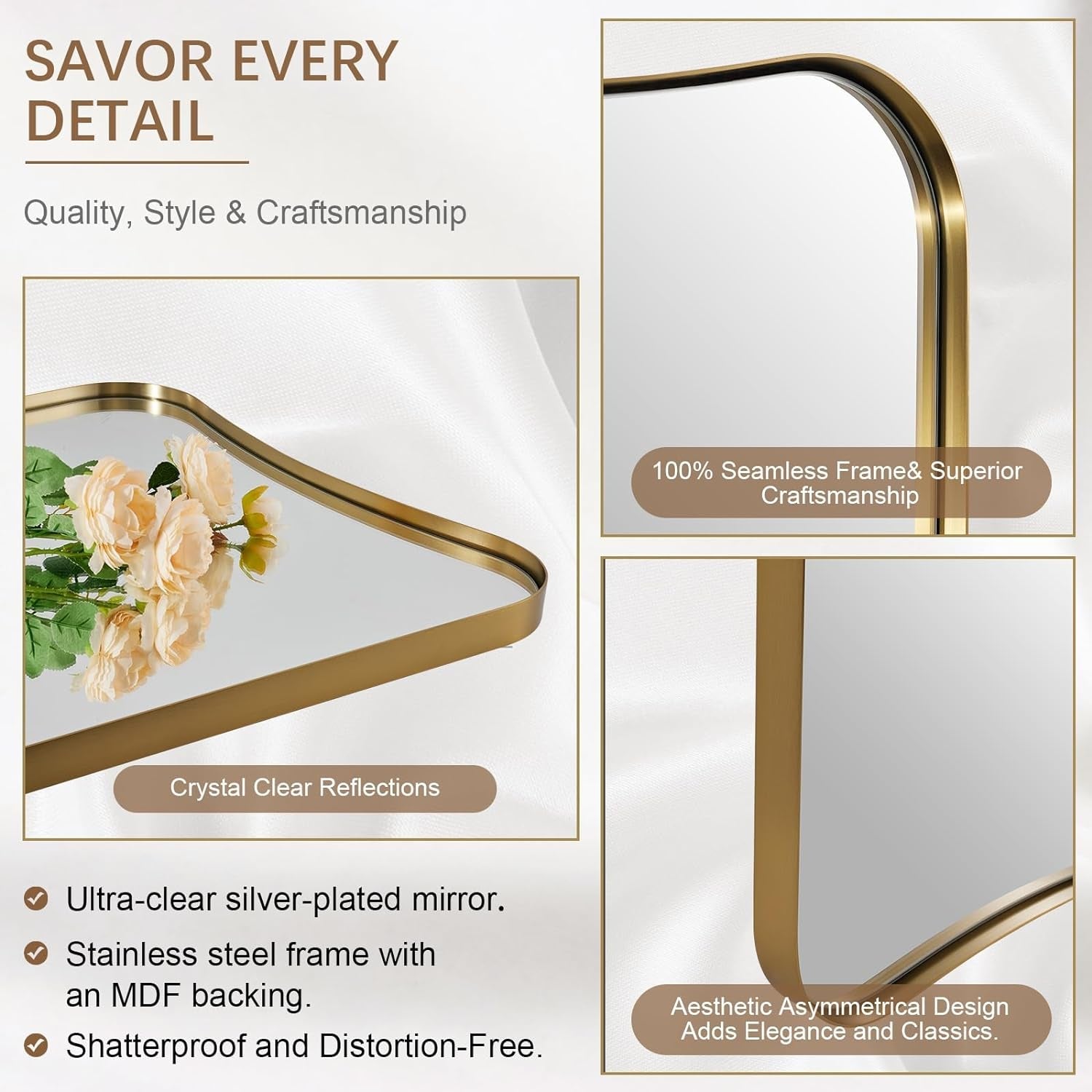 Gold 24x36 Irregular Wall Mirror With Scalloped Edges