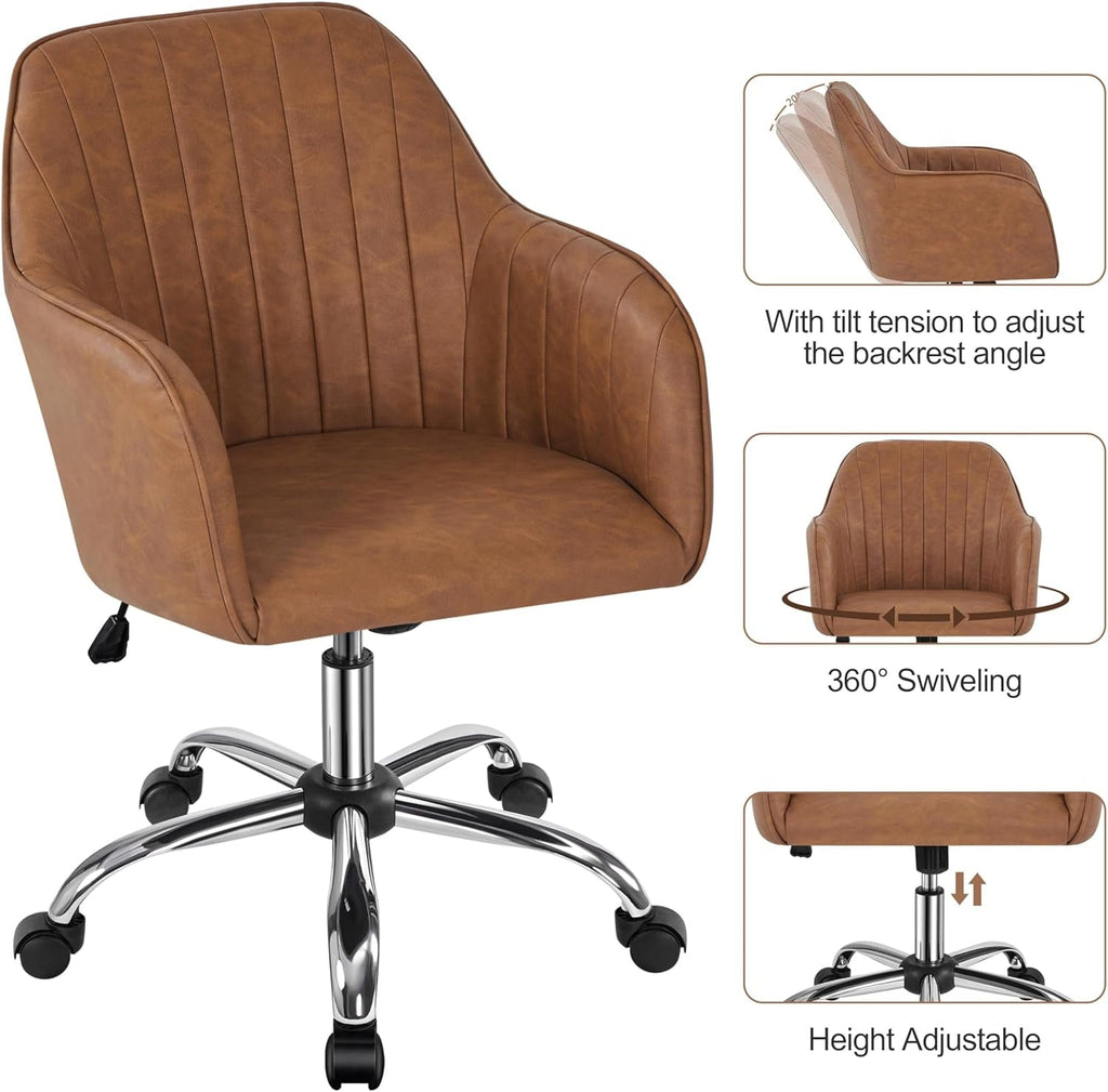 Brown Ergonomic Chair With Adjustable Height