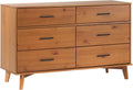 Walker Edision 6-Drawer Dresser In Solid Pine Wood With Metal Handles