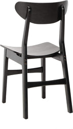 Retro Black Wood Dining Chair Set Of 2 For Home Dining