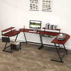 Vista L Shape Desk With Adjustable Monitor Stand Cherry