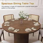 Round Dining Table For 4 Walnut 47 Inch Modern Farmhouse