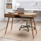 Parker Walnut Home Office Desk With Storage Cubby And Drawer