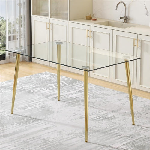 Glass Dining Table For 4 51 Inch Tempered Glass Gold Legs