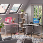 43-Inch L-Shaped Computer Desk With Reversible Shelves