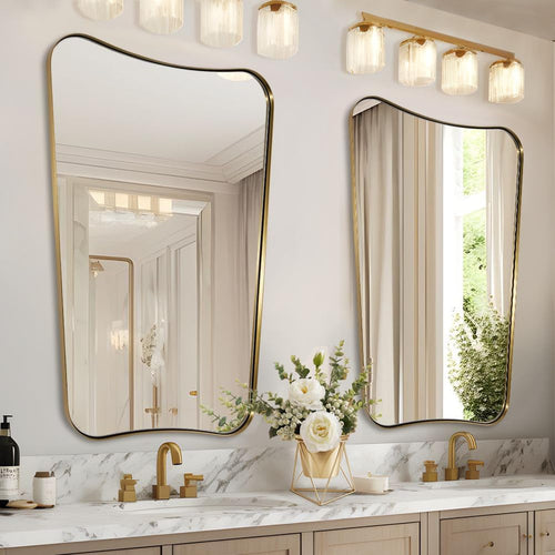 Gold 24x36 Irregular Wall Mirror With Scalloped Edges