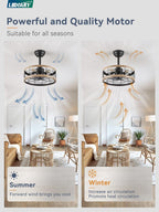 16.5 Inch Rustic Brown Caged Ceiling Fan With Light