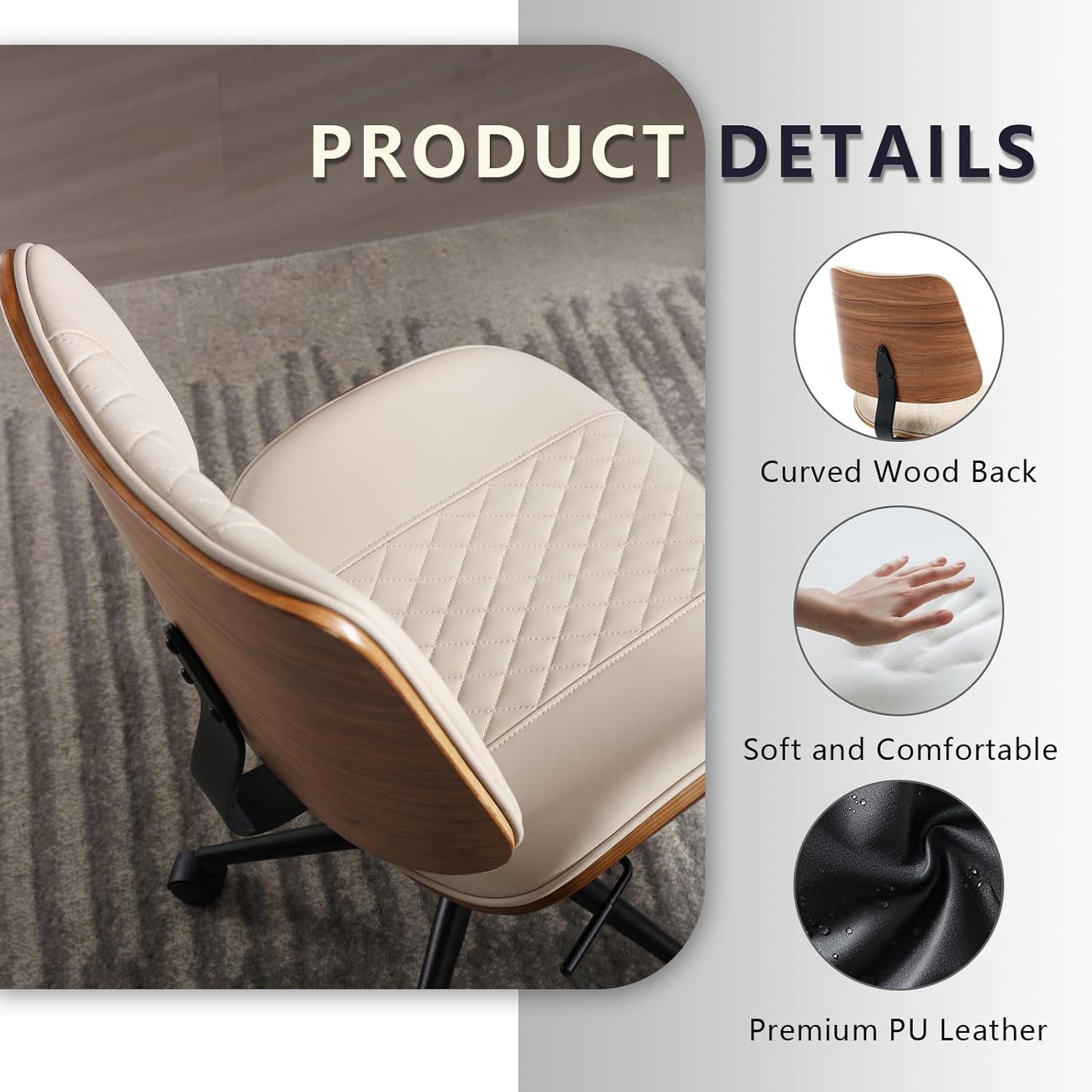 Armless Office Chair With Wheels Ergonomic Design