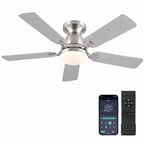 46 Inch Smart Flush Mount Ceiling Fan With Dimmable Lights