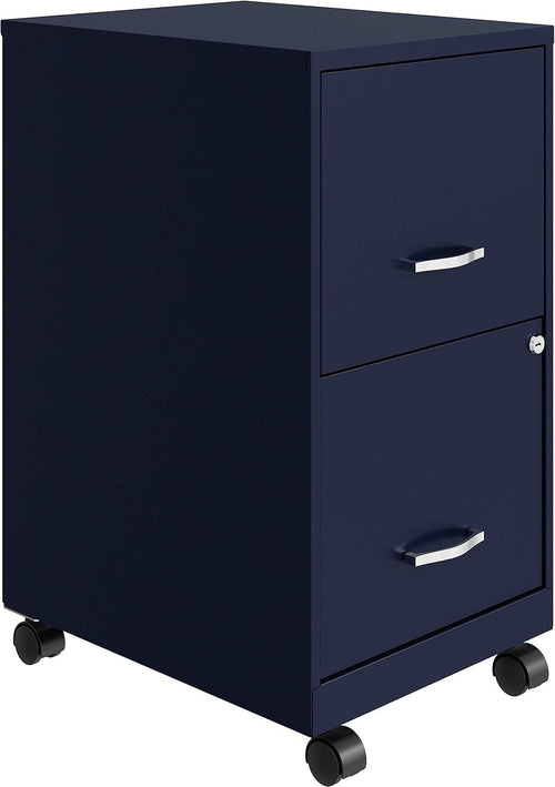 Mobile File Cabinet Navy With Two Locking File Drawers