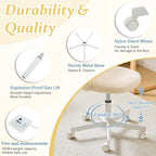 Armless Teddy Fleece Office Chair With Wheels – Creamy Beige