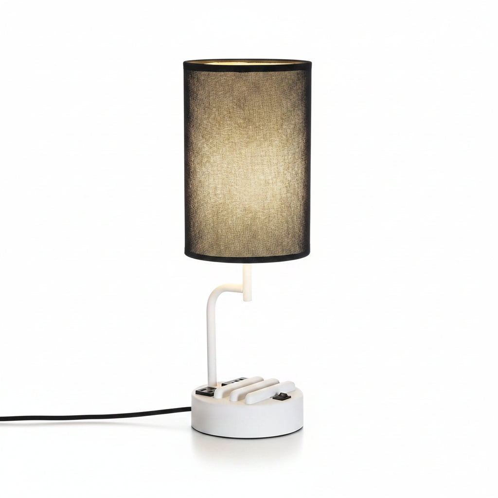 Table Lamp With 3 USB Ports And AC Outlet White Black