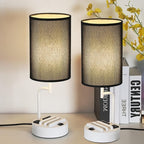 Table Lamp With 3 USB Ports And AC Outlet White Black