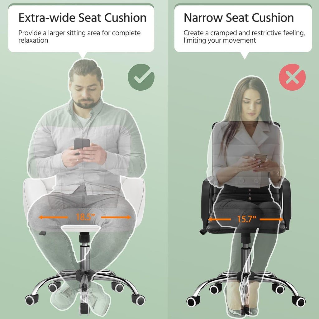 Ergonomic White Office Chair Adjustable