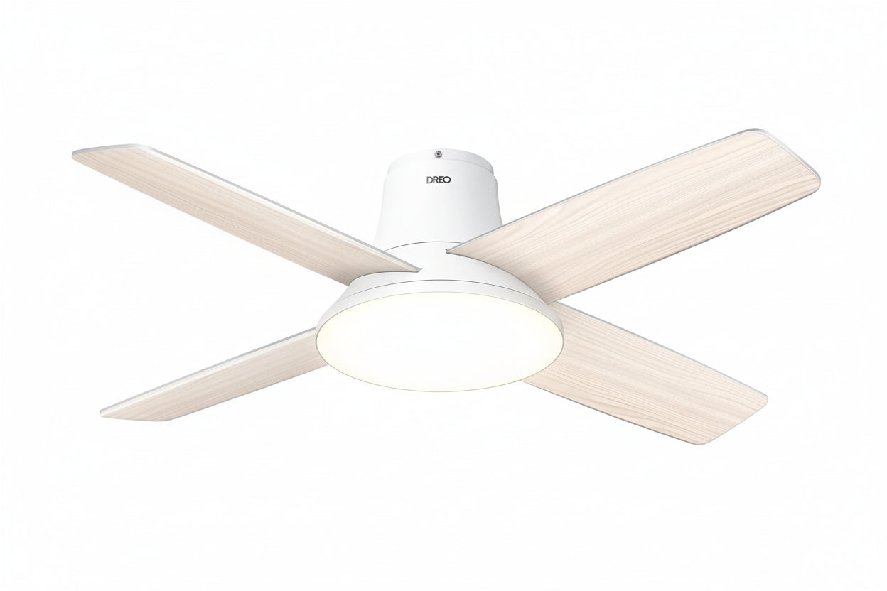 44 Inch White Smart Ceiling Fan With Dimmable LED Light And Remote