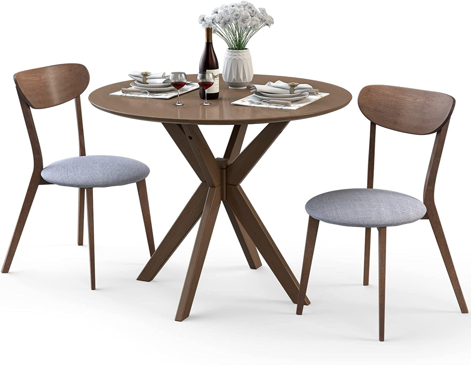 Round Dining Table Set 36 Inch With Cushioned Chairs
