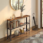Rustic Console Table 47.25 Inch Long With Mesh Shelves