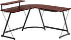 Vista L Shape Desk With Adjustable Monitor Stand Cherry