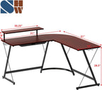 Vista L Shape Desk With Adjustable Monitor Stand Cherry