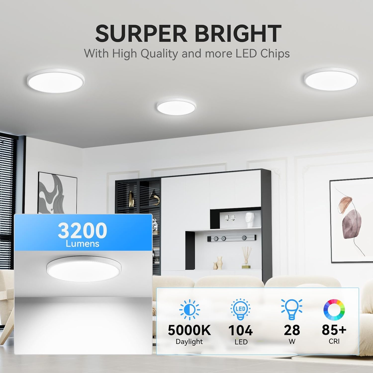 12 Pack 12 Inch LED Flush Mount Ceiling Light 5000K