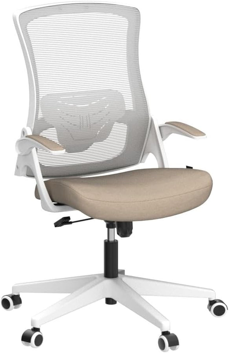 Beige Mesh Office Chair With Adjustable Height And Ergonomic Design