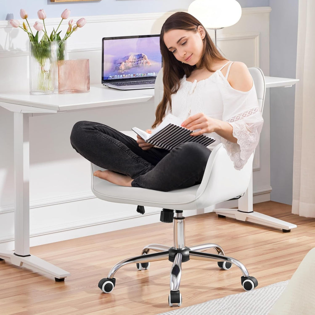 Ergonomic White Office Chair Adjustable