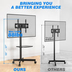 Mobile TV Cart 23-60 Inch TVs, Height Adjustable Wheels