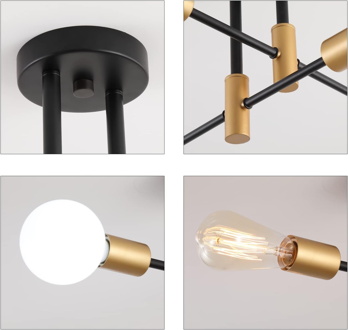 Black Gold Sputnik Chandelier Ceiling Light Modern