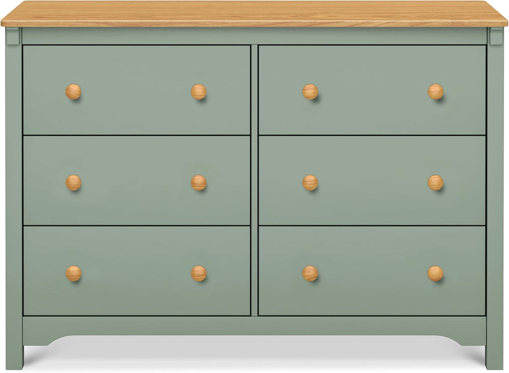 Shea Six Drawer Dresser Light Sage And Honey For Nursery