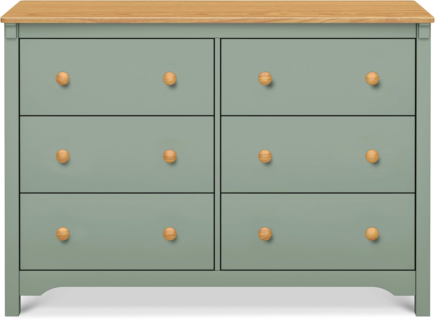 Shea Six Drawer Dresser Light Sage And Honey For Nursery