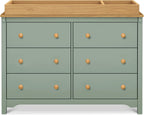 Shea Six Drawer Dresser Light Sage And Honey For Nursery
