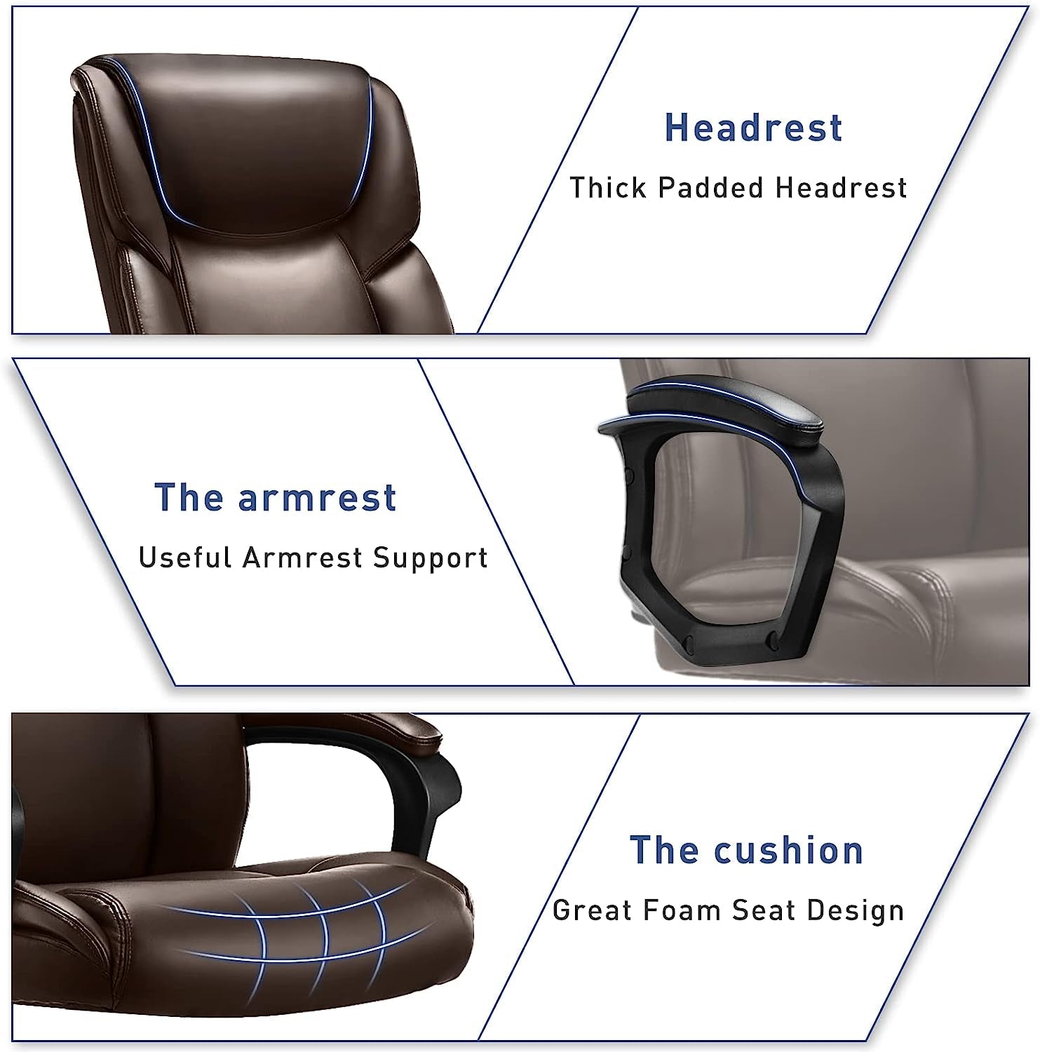 Ergonomic Leather Executive Office Desk Chair