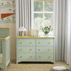 Shea Six Drawer Dresser Light Sage And Honey For Nursery