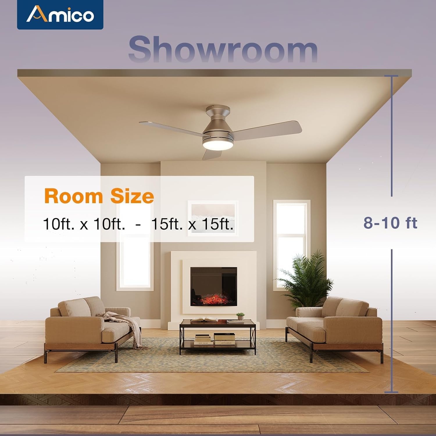 42 Inch Ceiling Fan With Dimmable Light And Remote