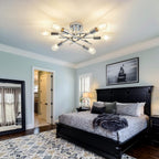 6 Light Chrome Sputnik Chandelier Semi Flush Mount Ceiling Light
