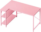 Pink L Shaped Desk 47 Inch Corner Desk For Home Office