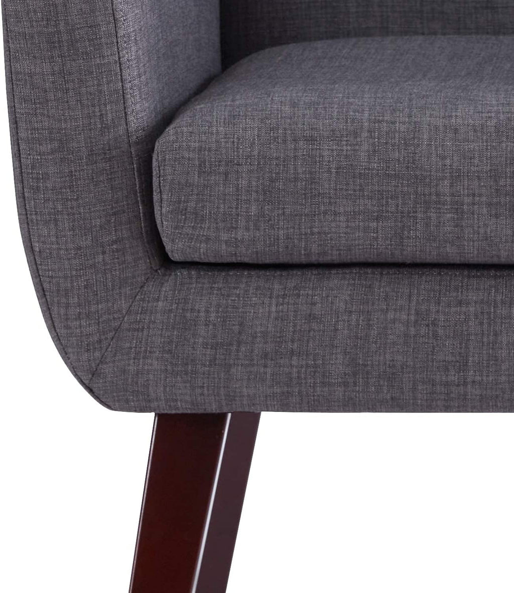 Grey Button Tufted Fabric Living Room Accent Chair