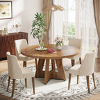 Round 47 Inch Farmhouse Dining Table For Four Kitchen Living Room Wood
