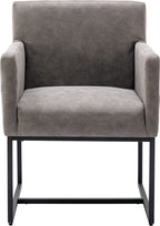 Set Of 4 Grey Upholstered Armchairs With Linen Fabric