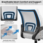 Grey Ergonomic Mesh Office Chair With Lumbar Support