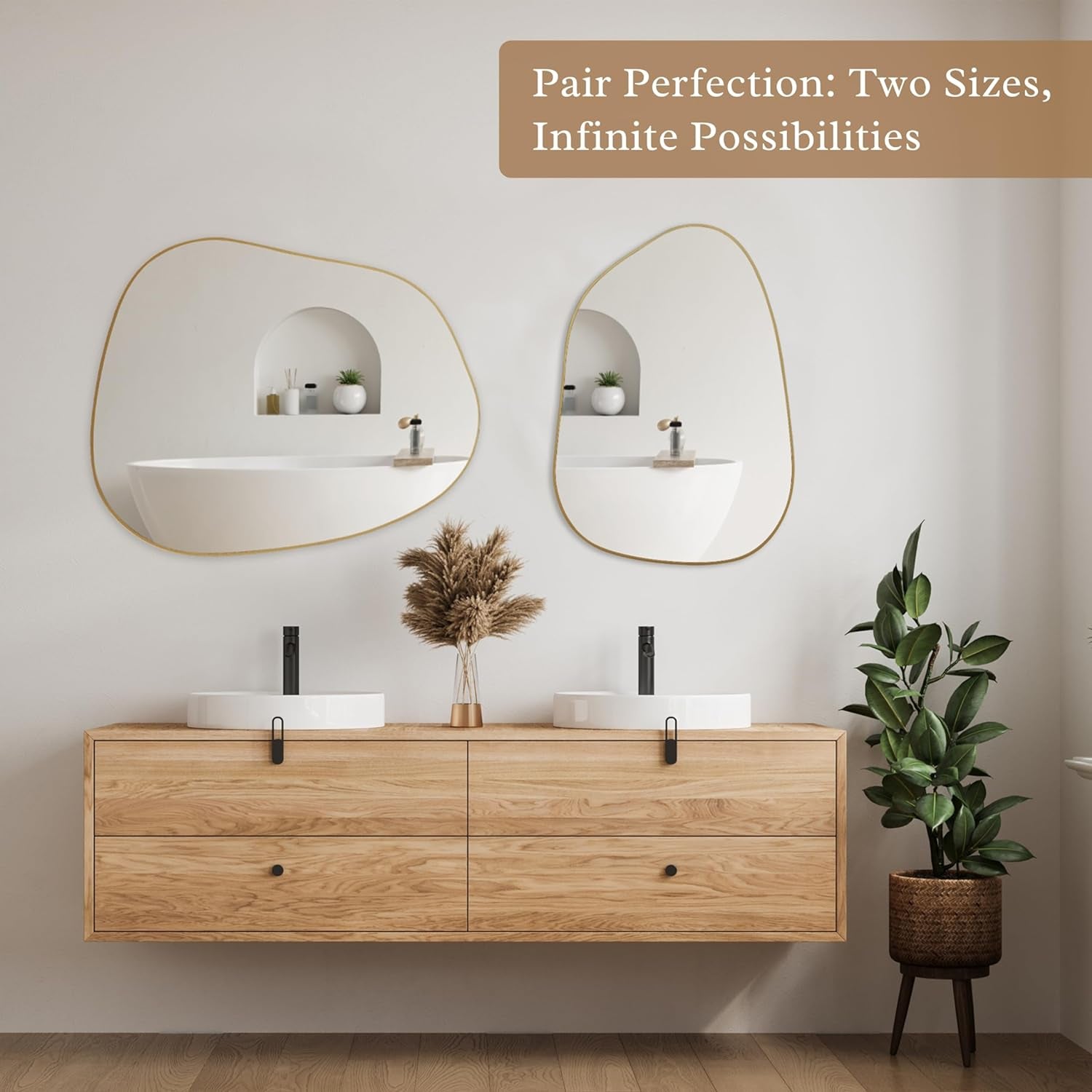 Contemporary Wall Mirror With Gold Frame 32x24 Inches for Living Room